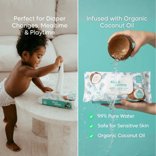99% Water Organic Coconut Baby Wet Wipes, Qty 70