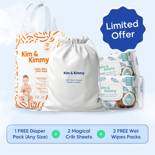 AntiBacterial - Silver-Infused 100% Bamboo Crib Sheets (Pack of 2) + Free Diapers & Wipes Pack